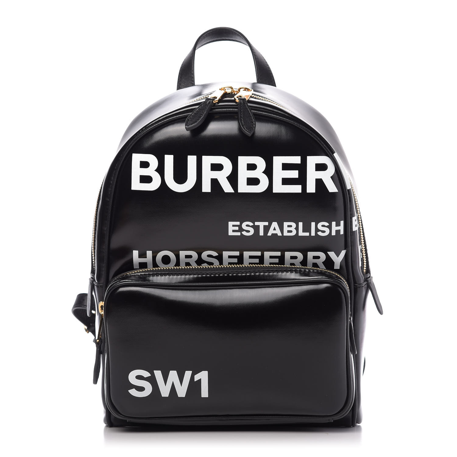 BURBERRY Coated Canvas Horseferry Print Backpack Black