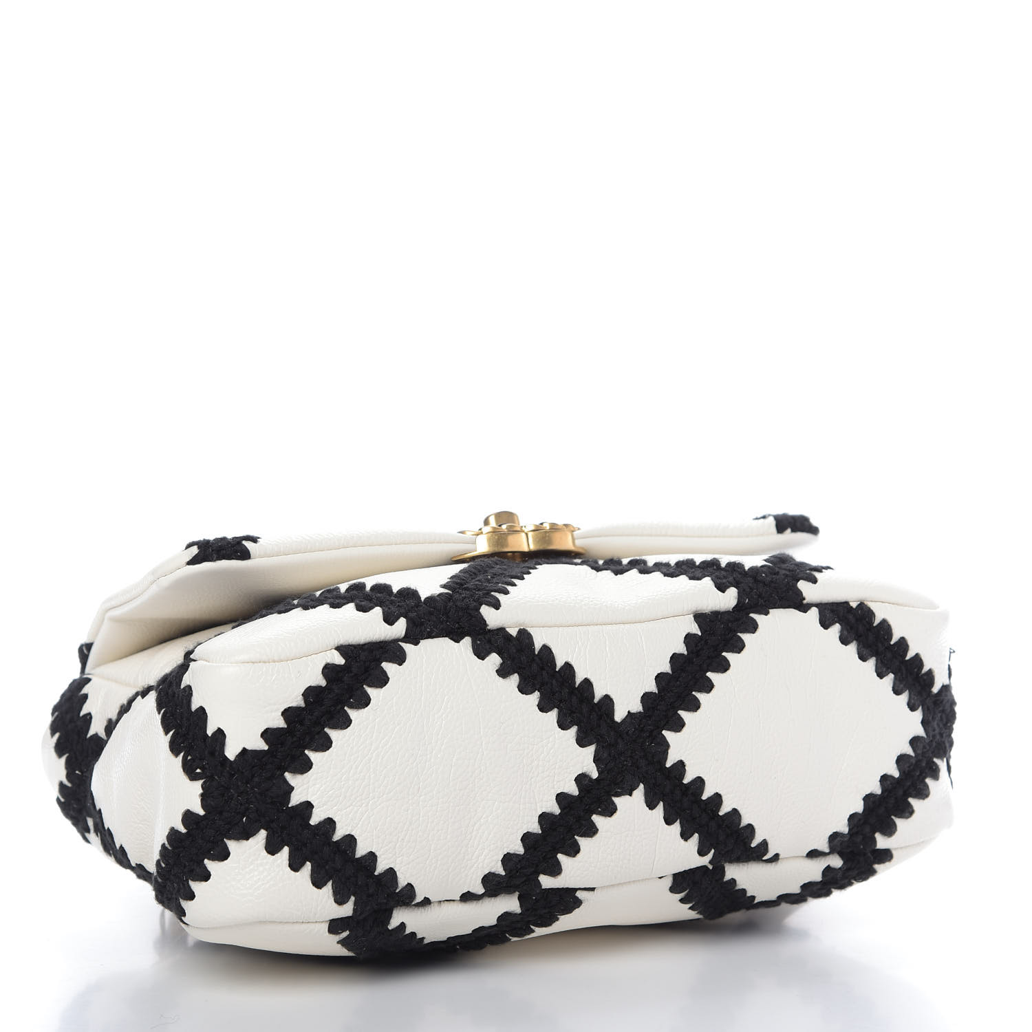 CHANEL Calfskin Crochet Medium 19 Flap White Black