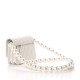 CHANEL Calfskin Quilted CC Pearl Mini Wallet On Chain Flap White