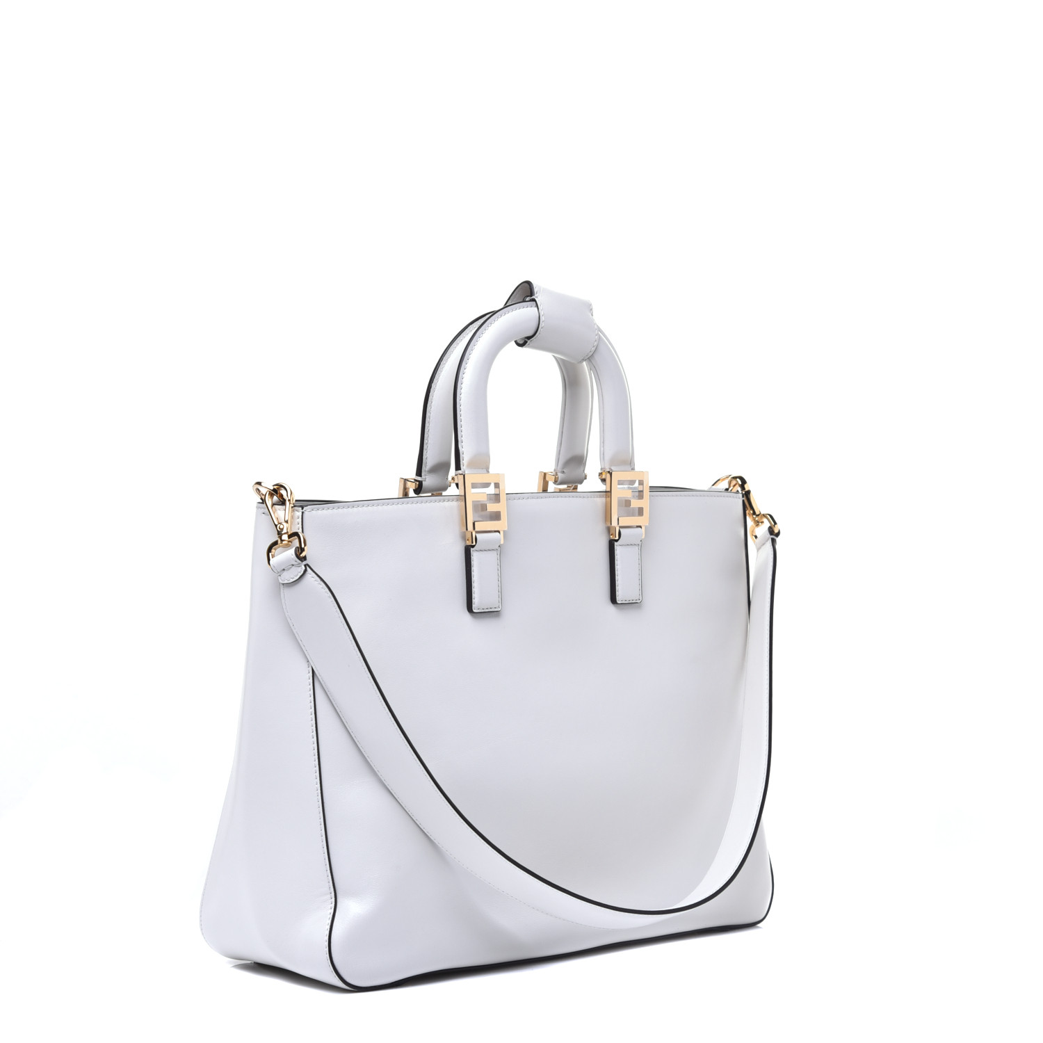 FENDI Vitello Glacier Medium FF Tote White