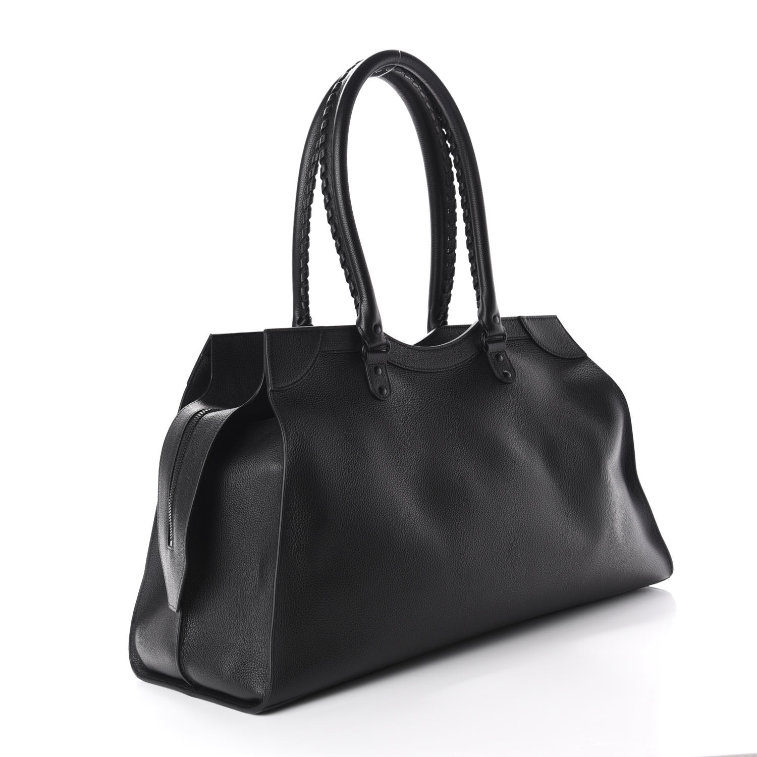 BALENCIAGA Smooth Calfskin Neo Classic Hardware Large Top Handle Bag Black