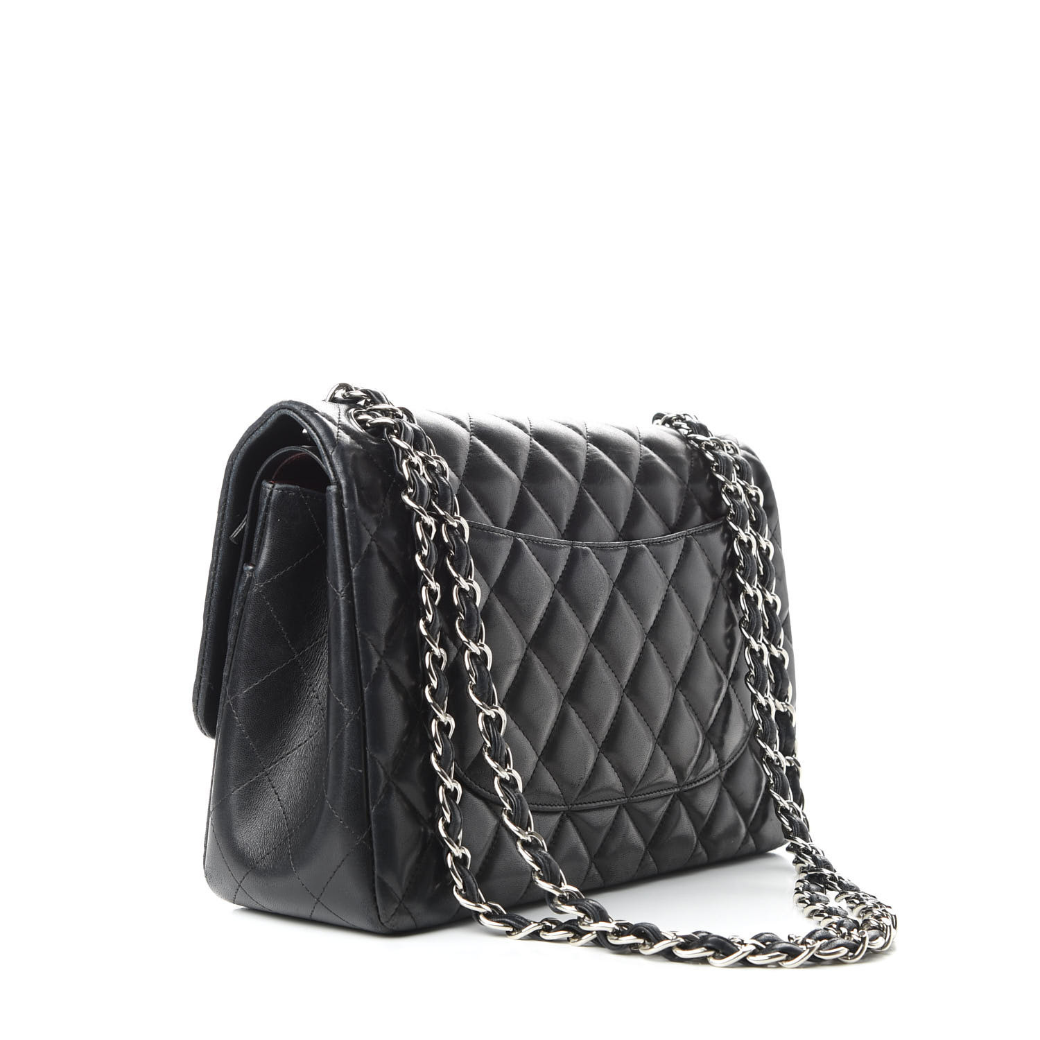 CHANEL Lambskin Quilted Jumbo Double Flap Black