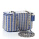 CHANEL Striped Raffia Jute Vanity With Chain Blue Beige