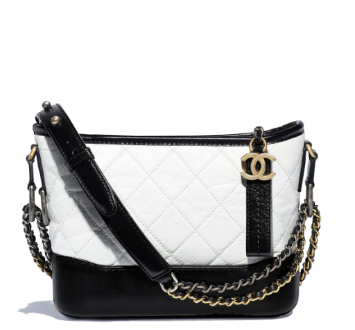 CHANEL Aged Calfskin Quilted Small Gabrielle Hobo White black