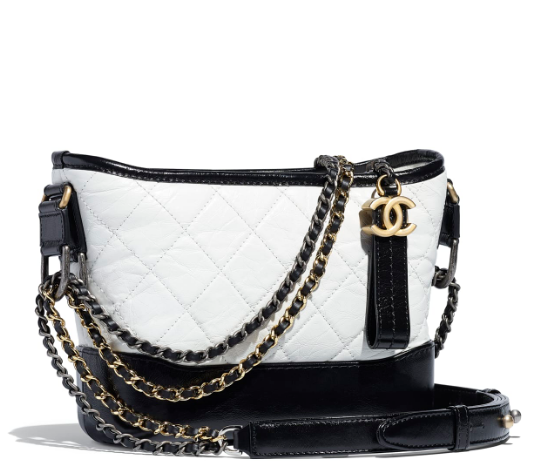 CHANEL Aged Calfskin Quilted Small Gabrielle Hobo White black