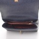 CHANEL Caviar Chevron Quilted Small Coco Handle Flap Navy