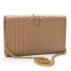 YSL Grain De Poudre Mixed Matelasse Triquilt Monogram Chain Wallet Dune