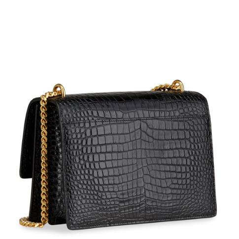 YSL Calfskin Crocodile Embossed Medium Monogram Sunset Black