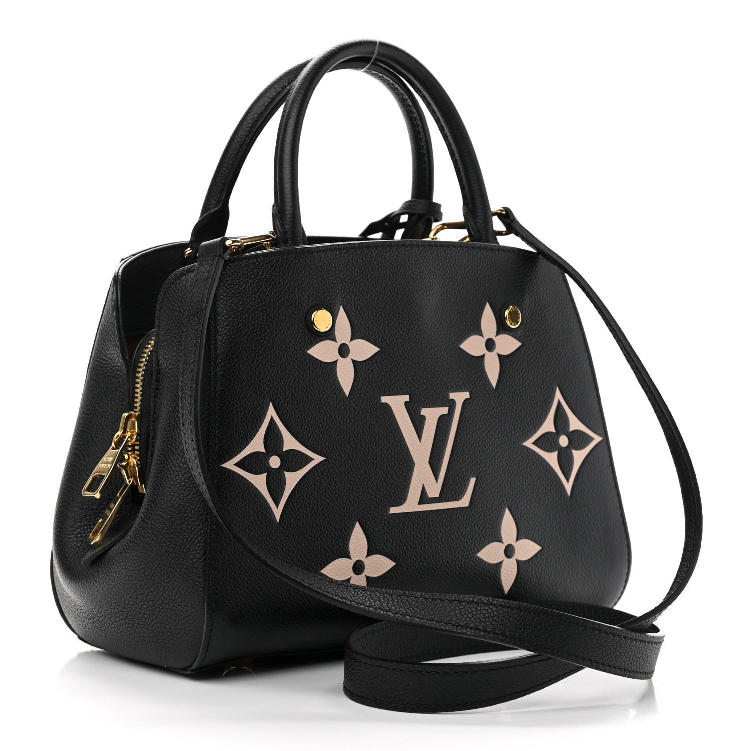 00LOUIS VUITTON Empreinte Monogram Giant Montaigne BB Black Beige